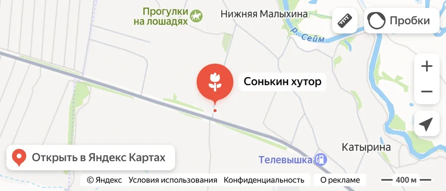 Карта: Сонькин хутор в деревне Нижняя Малыхина